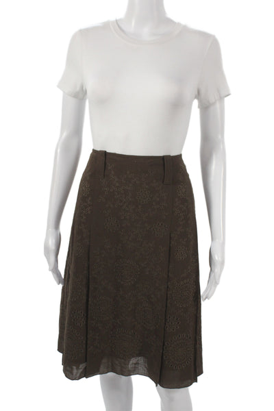 Per Se Women A-Line Brown Floral Knee Length Skirt Size 10
