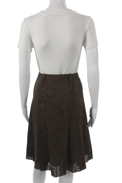 Per Se Women A-Line Brown Floral Knee Length Skirt Size 10