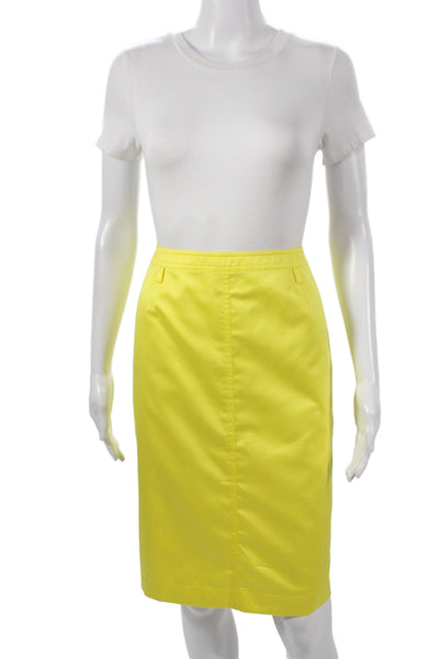 Escada Womens Pencil Skirt Yellow Cotton Knee Length Size 40