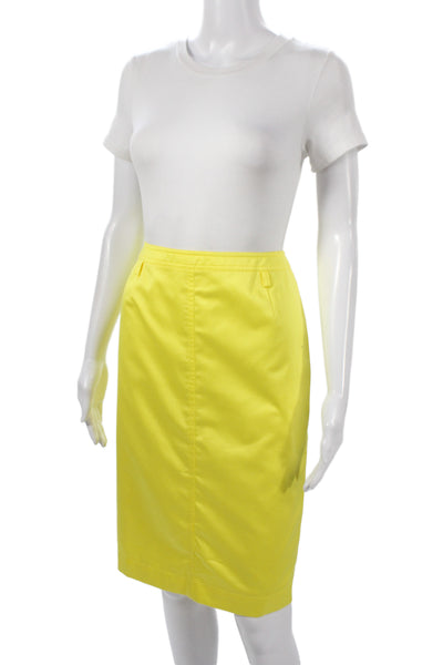 Escada Womens Pencil Skirt Yellow Cotton Knee Length Size 40