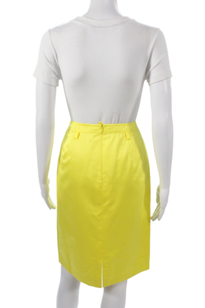 Escada Womens Pencil Skirt Yellow Cotton Knee Length Size 40