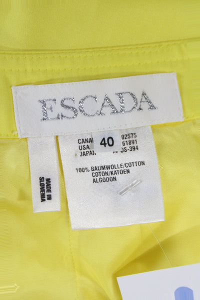 Escada Womens Pencil Skirt Yellow Cotton Knee Length Size 40