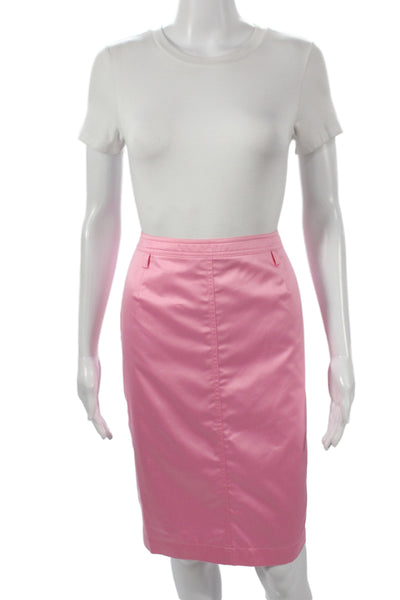 Escada Women Straight Pencil Skirt Pink Cotton Knee Length Size 40