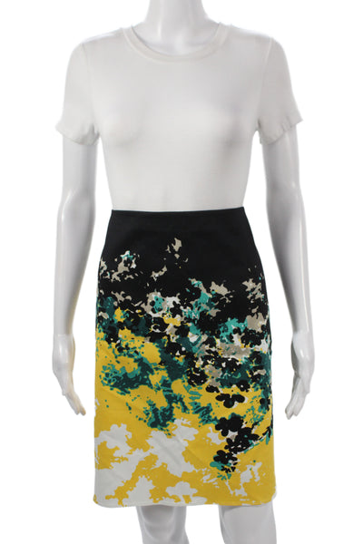 Tahari Women Straight Pencil Skirt Black Graphic Print Knee Length Size 12