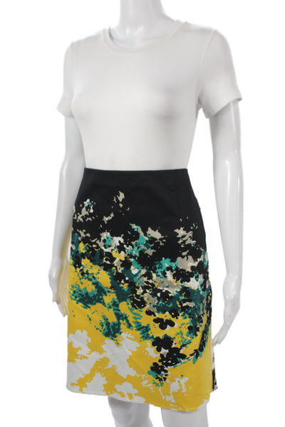 Tahari Women Straight Pencil Skirt Black Graphic Print Knee Length Size 12