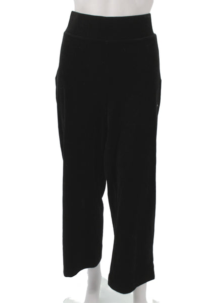Elie Tahari Women Cropped Velvet Black Pants Size L