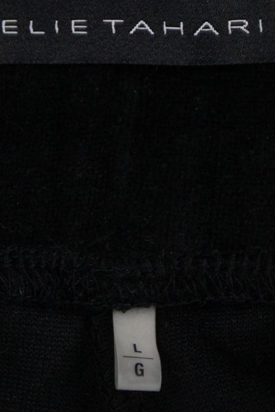Elie Tahari Women Cropped Velvet Black Pants Size L