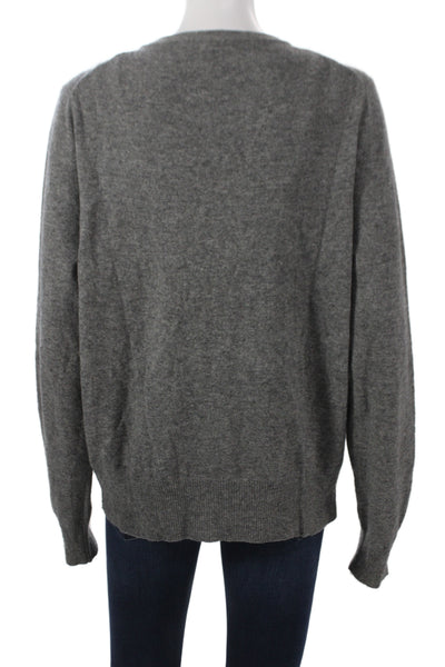 J Crew Unisex Gray Wool Cashmere Full Zip Cardigan V Neck Long Sleeve Size M