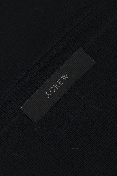 J Crew Women Navy Wool Cotton Jacket Solid Long Sleeve Round Neck Zip Size M