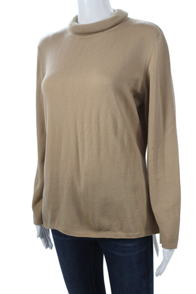 Escada Margaretha Ley Unisex Pullover Beige Mock Neck Long Sleeve Size S