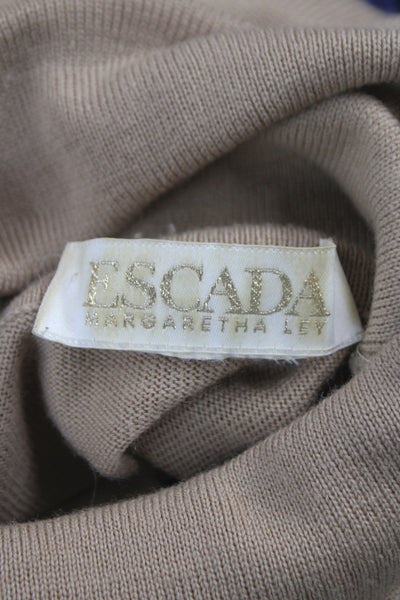 Escada Margaretha Ley Unisex Pullover Beige Mock Neck Long Sleeve Size S