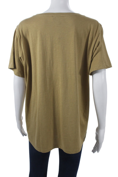 J Crew Women Basic Green Cotton Animal Graphic T-Shirt Short Sleeve Size XL