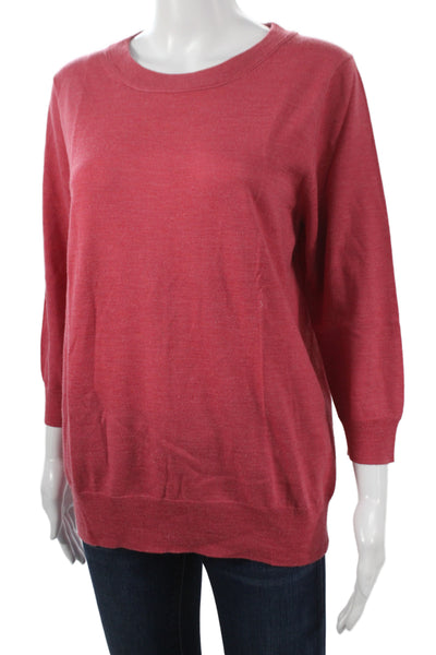 J Crew Women Red Cotton Polyester Pullover Sweater Crew Neck 3/4 Sleeve Size M
