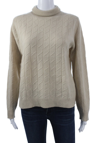 Wendy B Unisex Pullover Sweater Beige Wool Blend Argyle Mock Neck Size L