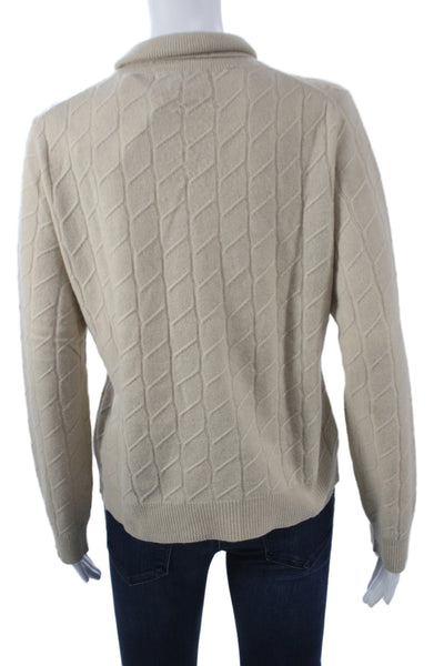 Wendy B Unisex Pullover Sweater Beige Wool Blend Argyle Mock Neck Size L