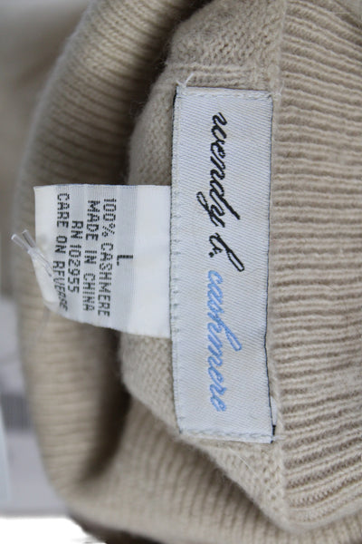 Wendy B Unisex Pullover Sweater Beige Wool Blend Argyle Mock Neck Size L