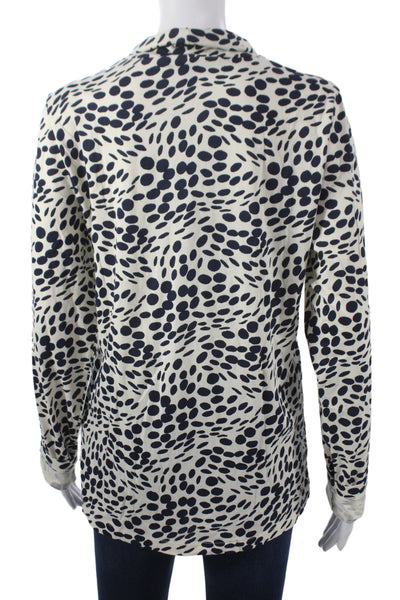 J Crew Women Basic Polka Dot Mock Neck Long Sleeve Cotton Blouse Size XL