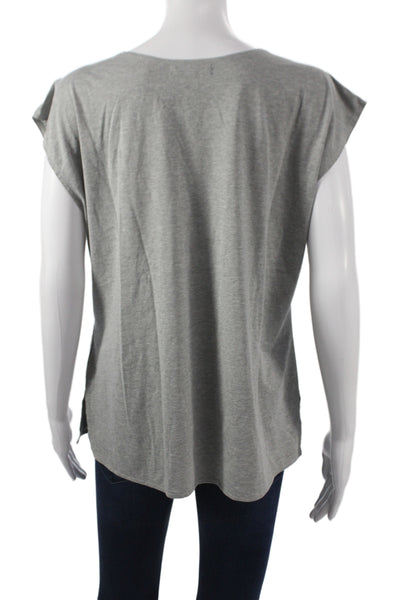 Banana Republic Women Gray Round Neck Short Sleeve T-Shirt Size L