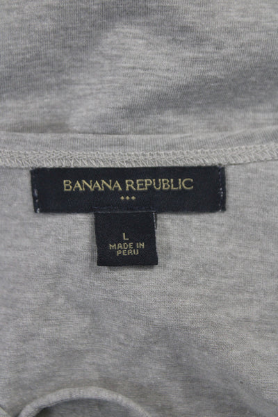 Banana Republic Women Gray Round Neck Short Sleeve T-Shirt Size L