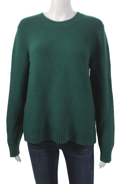 J Crew Unisex Pullover Sweater Green Cotton Blend Size M
