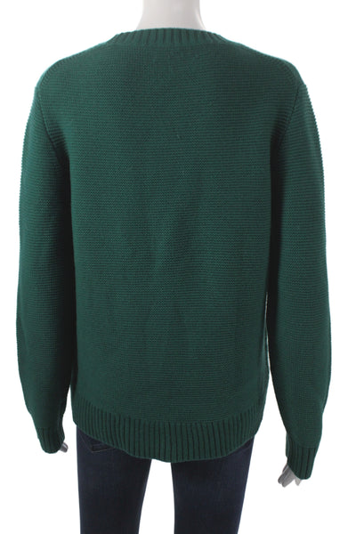 J Crew Unisex Pullover Sweater Green Cotton Blend Size M