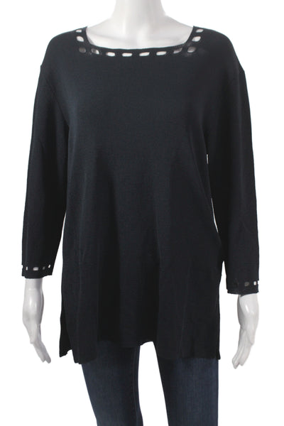 Iceberg Unisex Designer Pullover Sweater Black Square Neck 3/4 Sleeve Size XL