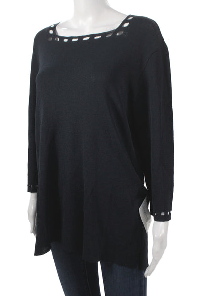 Iceberg Unisex Designer Pullover Sweater Black Square Neck 3/4 Sleeve Size XL