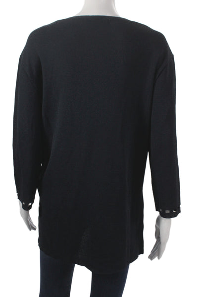 Iceberg Unisex Designer Pullover Sweater Black Square Neck 3/4 Sleeve Size XL