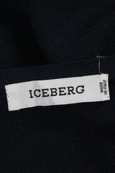 Iceberg Unisex Designer Pullover Sweater Black Square Neck 3/4 Sleeve Size XL