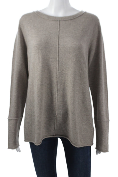 Saks Fifth Avenue Unisex Pullover Sweater Beige Round Neck Long Sleeve Size M