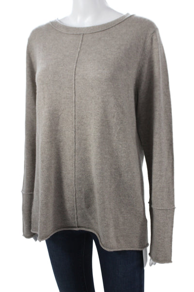 Saks Fifth Avenue Unisex Pullover Sweater Beige Round Neck Long Sleeve Size M