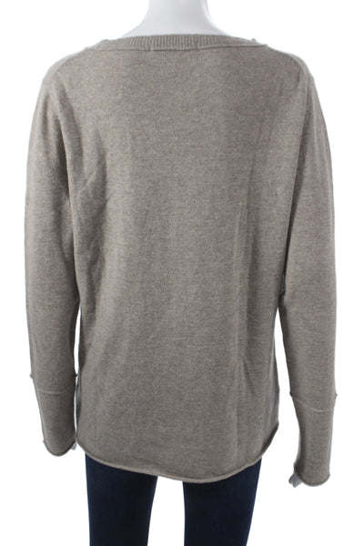 Saks Fifth Avenue Unisex Pullover Sweater Beige Round Neck Long Sleeve Size M