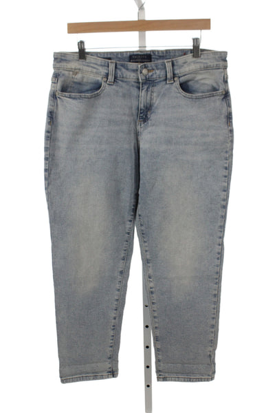 Talbots Womens Ankle Cropped Jeans Light Blue High Rise Button Size 12P