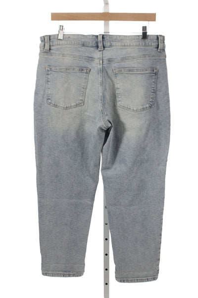Talbots Womens Ankle Cropped Jeans Light Blue High Rise Button Size 12P