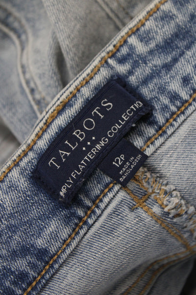 Talbots Womens Ankle Cropped Jeans Light Blue High Rise Button Size 12P