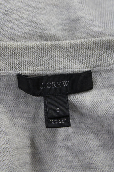 J Crew Women Cardigan Gray Merino Argyle Crewneck Button Long Sleeve Size S