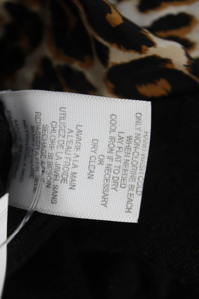 Equipment Femme Women Black Wool Animal Print Pullover Size M