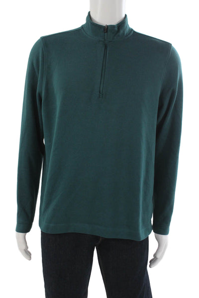 Rhone Mens Long Sleeve Pullover Mock Neck Polyester Green Size L