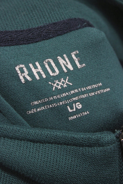 Rhone Mens Long Sleeve Pullover Mock Neck Polyester Green Size L