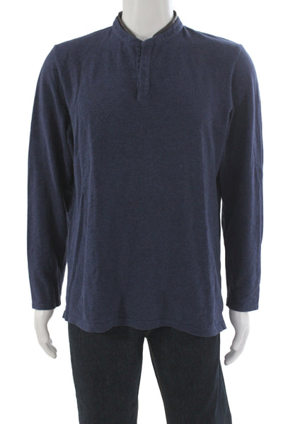 Sport The Kooples Mens Long Sleeve Henley T-Shirt Blue Cotton Basic Size M