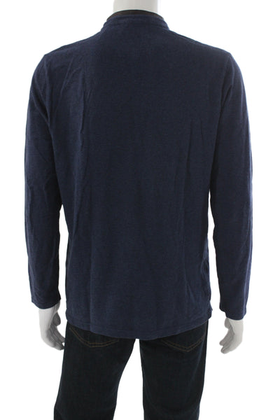 Sport The Kooples Mens Long Sleeve Henley T-Shirt Blue Cotton Basic Size M