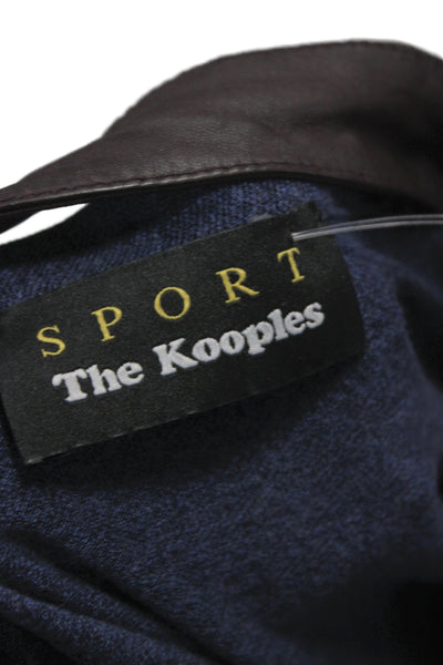 Sport The Kooples Mens Long Sleeve Henley T-Shirt Blue Cotton Basic Size M