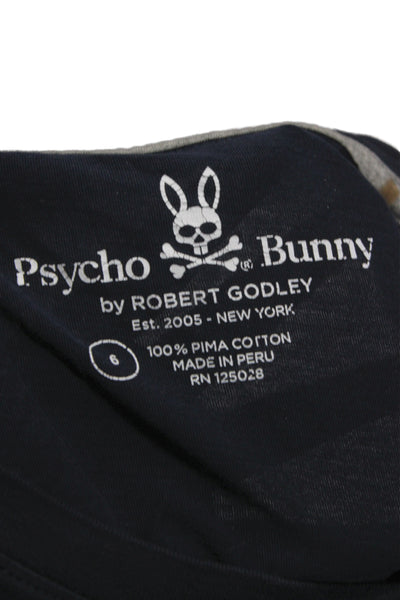 Psycho Bunny Mens Blue Cotton Basic T-Shirt Short Sleeve Crew Neck Size 6