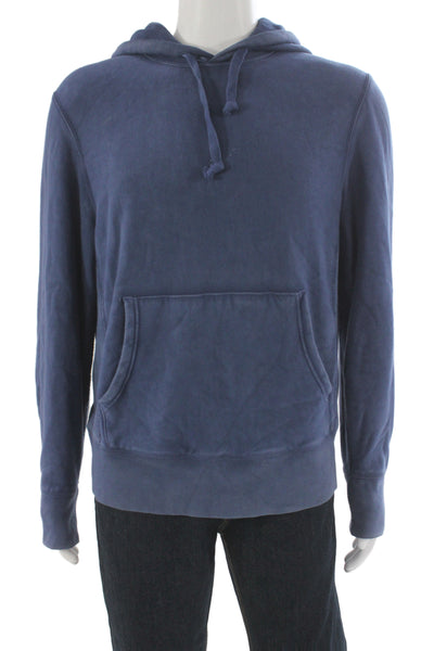 Champion Mens Pullover Hoodie Blue Cotton Drawstring Hooded Long Sleeve Size M