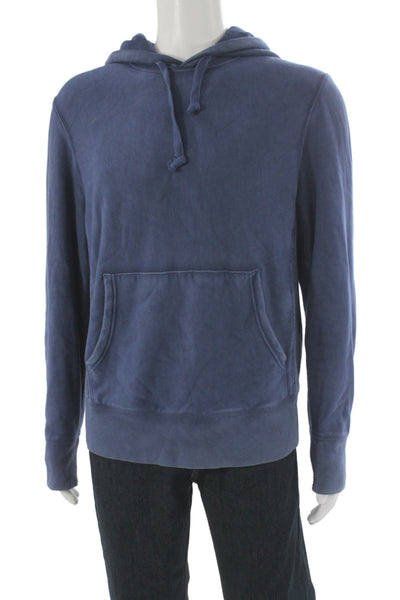 Champion Mens Pullover Hoodie Blue Cotton Drawstring Hooded Long Sleeve Size M