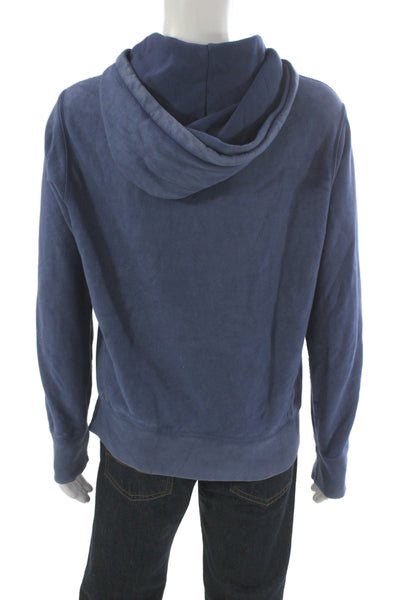 Champion Mens Pullover Hoodie Blue Cotton Drawstring Hooded Long Sleeve Size M