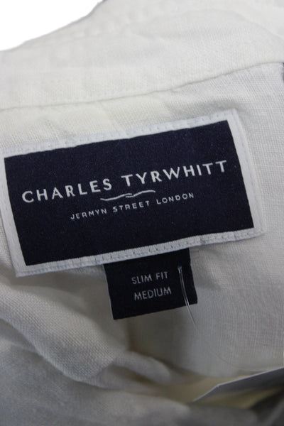 Charles Tyrwhitt Mens Collared Button Down Long Sleeve White Size Medium