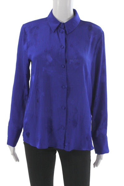 Zara Women Collared Floral Button-Up Long Sleeve Polyester Top Size S