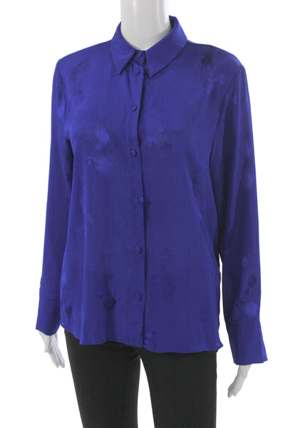 Zara Women Collared Floral Button-Up Long Sleeve Polyester Top Size S