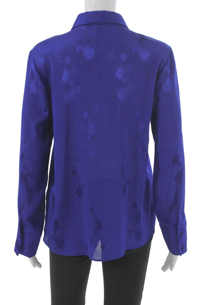 Zara Women Collared Floral Button-Up Long Sleeve Polyester Top Size S